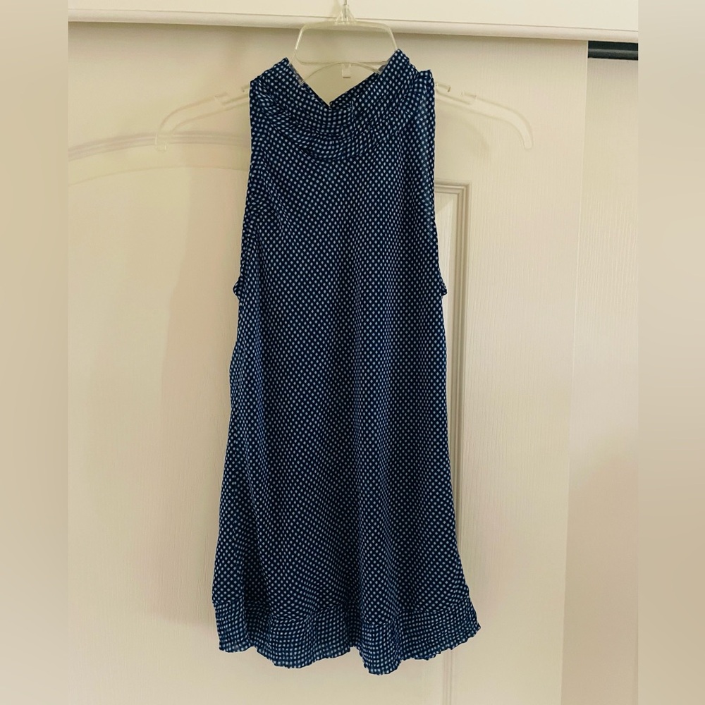 Navy Polka Dot Sleeveless Top S